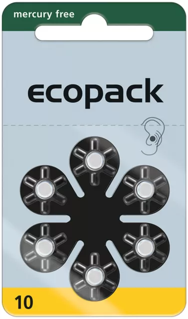 60 x Varta Ecopack taille. 10 piles pour appareils auditifs 10x blister de...