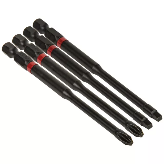 Klein Tools 32795 Pro Impact Power Bits, Assorted 4-Pack, 4-Inch Phillips Square