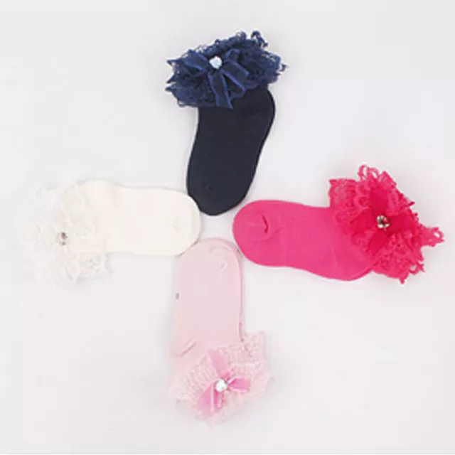 Baumwolle Baby Kinder Mädchen Spitze Rüsche Rüsche Knöchelsocken süße Prinzessin kurze Socken 2