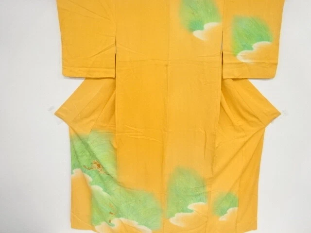 39489# Japanese Kimono / Antique Kimono / Embroidery / Grass With Carriage