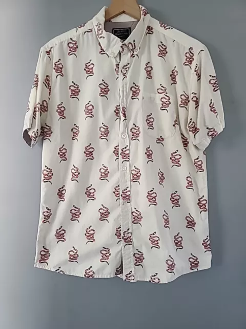 Creative Destruction Snake Men's CREAM Button Down Shirt Size Medium