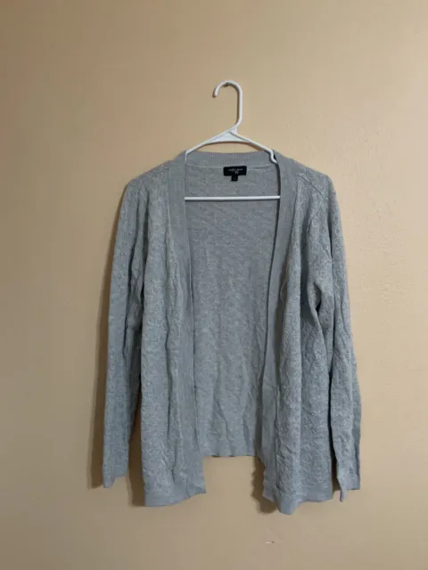 Colour Works Women's Size Large Open Front Cardigan/Coverup Gray Long Sleeve