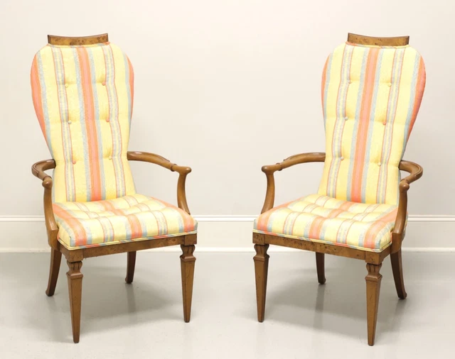 TOMLINSON 1960's Neoclassical  Upholstered Dining Armchairs - Pair