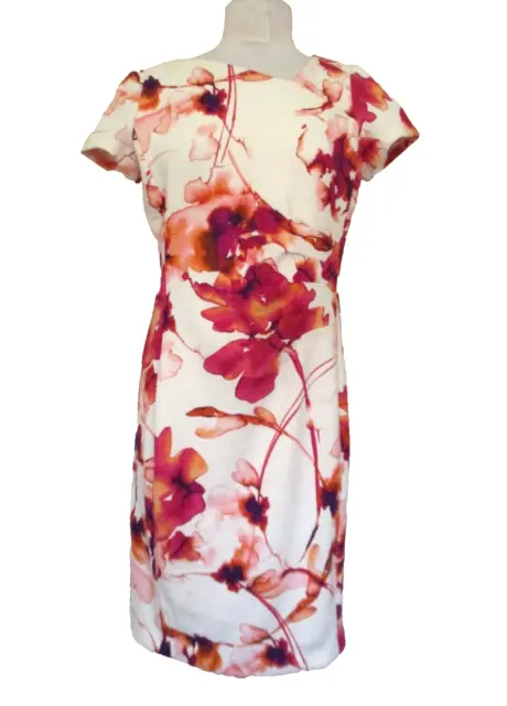 Donna Karan Black Label Dress Size 8 Women Watercolor Floral Sheath