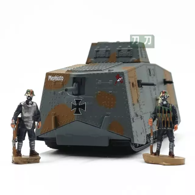 1:72 WWII German A7V Armored Vehicle Tank Finished Model WITH  2 soldiers Toy