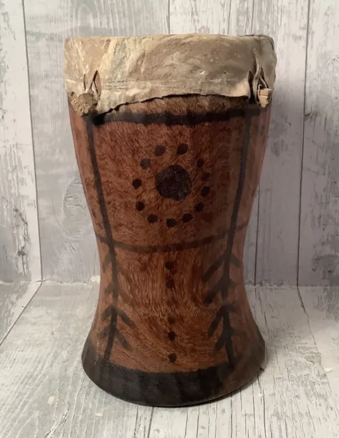 African Tribal Drum, Traditional Wood Pegged Skin Construction