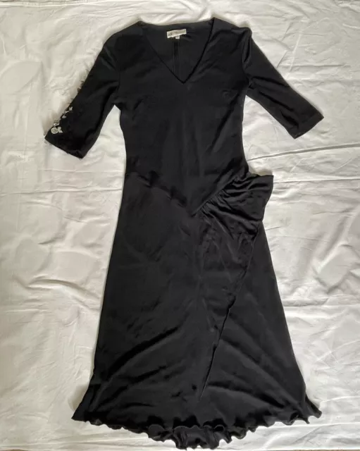 Vestito Blumarine abito nero manico 3/4 decorato estivo sotto al ginoccio tg 40