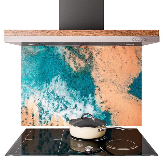 Pared posterior de cocina vidrio protección contra salpicaduras pared posterior de vidrio 47 tamaño paisaje marino 8