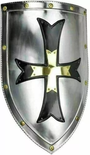 18'' Knight Medieval Heater Shield Sca Larp Waster 18 Guage Battle Armor Shield