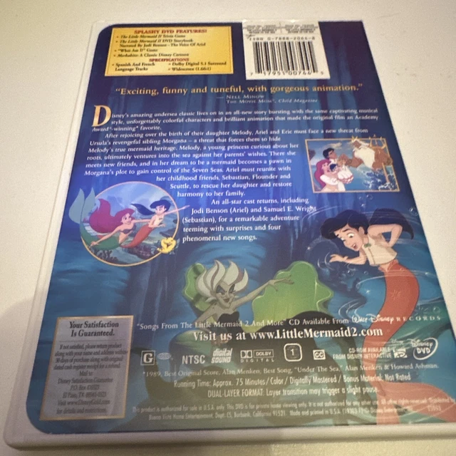 LITTLE MERMAID II Return to the Sea DVD ANIMATED CARTOON MOVIE DISNEY ...
