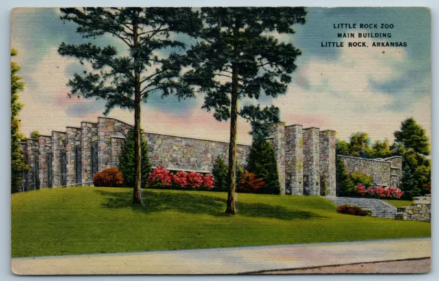 Little Rock Zoo Main Building Little Rock Arkansas AR Linen Postcard J1G