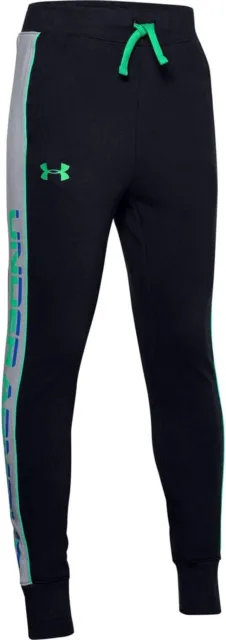 Under Armour Boys' Rival Terry Training Pants, Black (002)/Vapor Green, Youth...