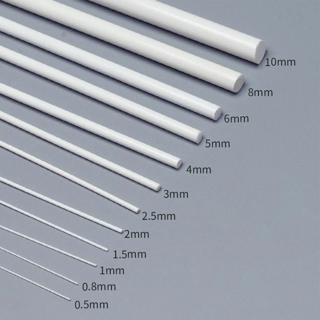 Barre di plastica giocattoli hobby solidi 250 mm x 1/2/3/4/5/6 mm 5 pz/set per