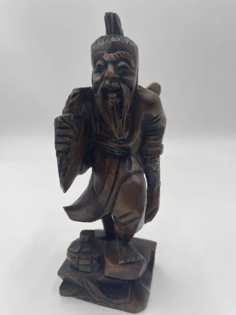 Antique (T/B) Carved Rosewood Chinese Asian Wise Man Statue Handcarved 8.5"