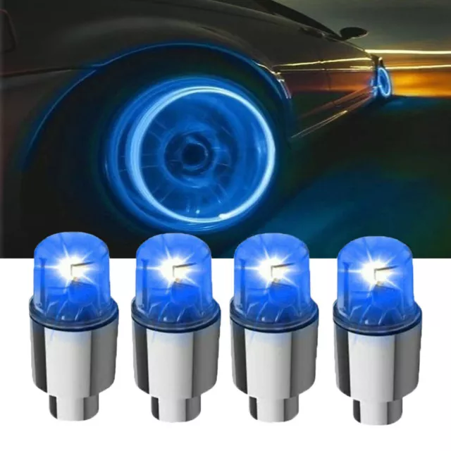 4x Car Auto Wheel Tyre Tire Air Valve Stem LED Light Cap Cover Accessories