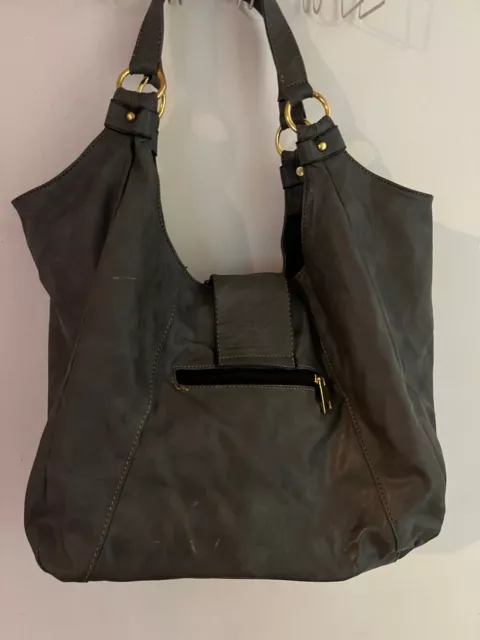 Jimmy Choo Shoulder Bag Handbag Black Gray Leather Gold Authentic New