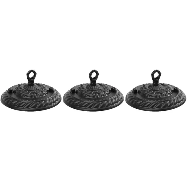 Set 3 Chandelier Shade Hook Hanging Light Plate Black Accent Decor Accessories