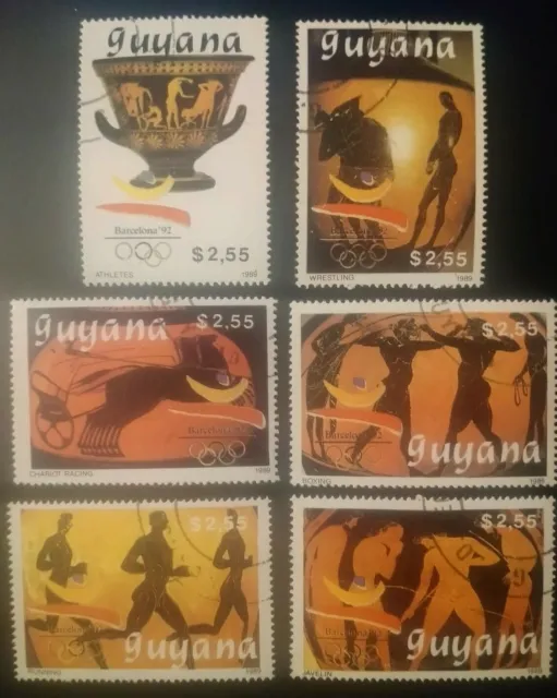 Guyana, gestempelt,1989,Satz Kunst Antik Malerei zu den Olympischen Spielen