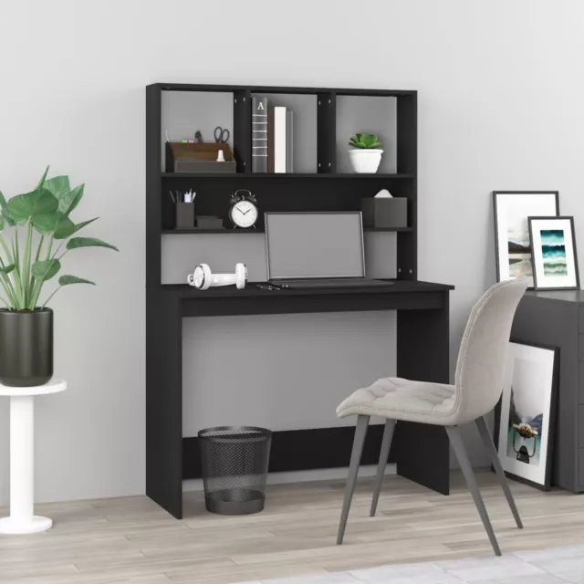 Schreibtisch mit Regal Schwarz 102x45x148  Holzwerkstoff D4G3