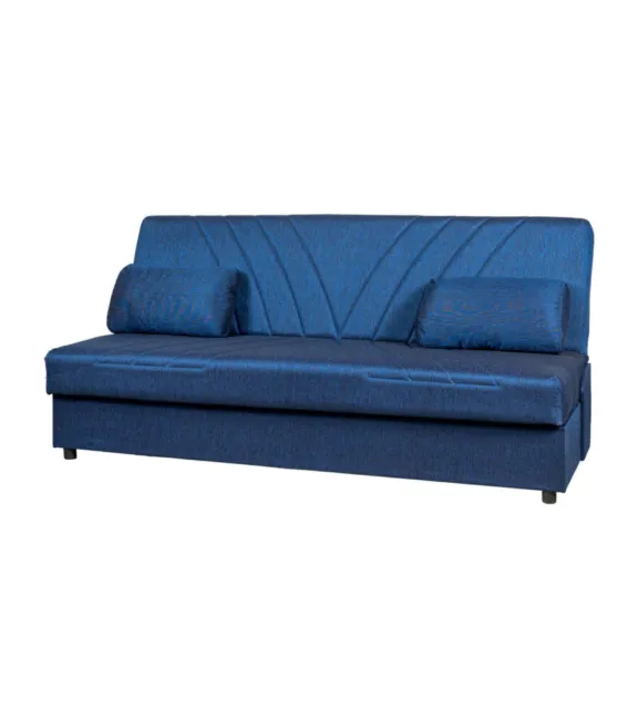 Divano Letto 3 Posti "Fiji" Blu Con Cassettone Contenitore, 184X80X86 Cm