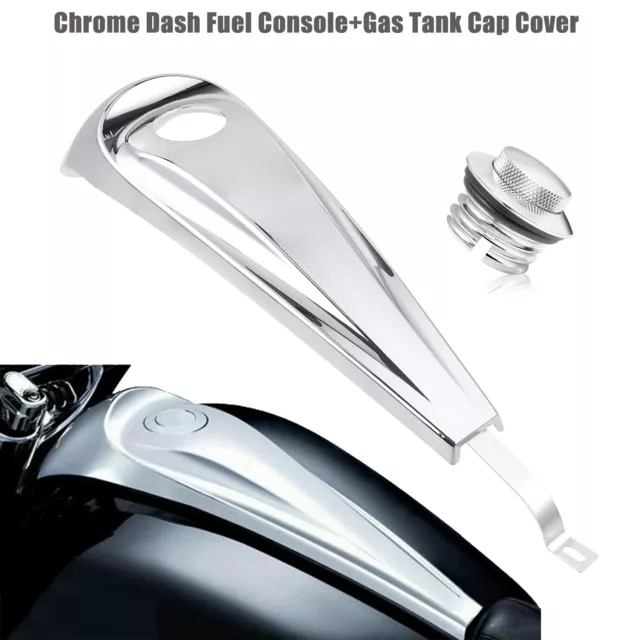 Chrome Smooth Dash Fuel Console Gas Tank Cap Cover For Harley Touring FLHX 08-UP