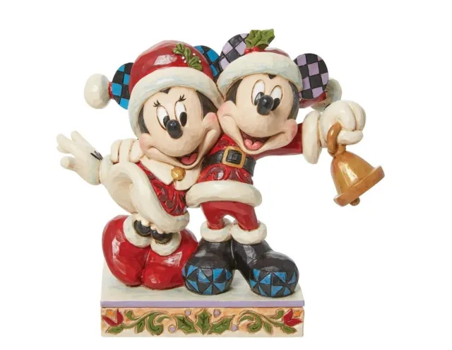 Disney JINGLE BELL HOLIDAY 2023 by Jim Shore MICKEY & MINNIE SANTAS FIGURINE