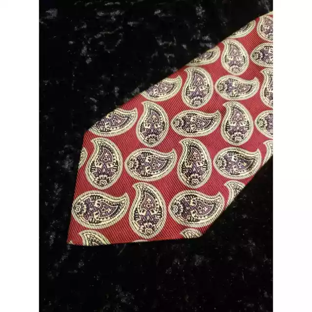 POLO BY RALPH Lauren Neck Tie Mens Red Gray Purple Paisley Career Wear ...