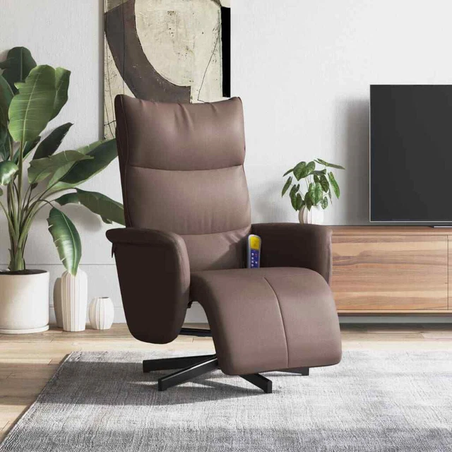 Massagesessel Fußteil Fernsehsessel Relaxsessel Sessel Braun Kunstleder vidaXL