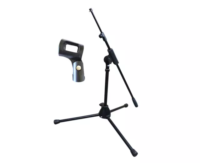 Artist MS010 Small Black Mic Stand with Short Telescopic Boom & Clip 2