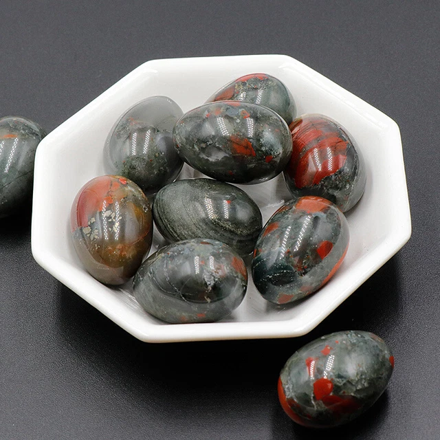 20pcs Natural African Blood Stone Egg Skull Carved Pendant Healing Gem Reiki