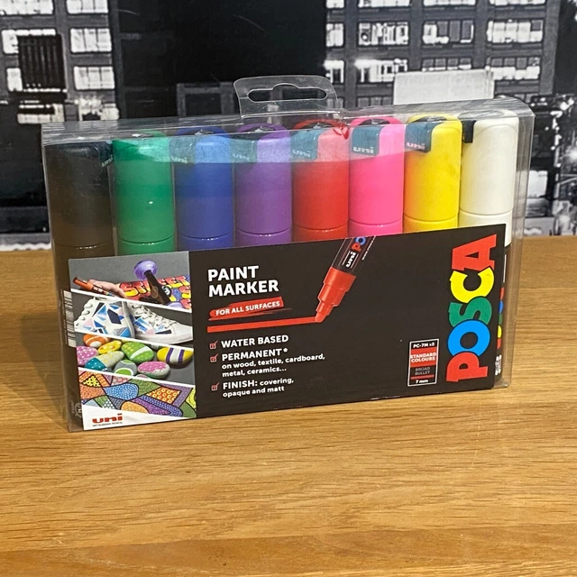 Uniposca Nero Posca - Set Di Pennarelli A Punta Larga - OP'R, PC-17K, PC-8K Pennarelli Uniposca - Foto 4