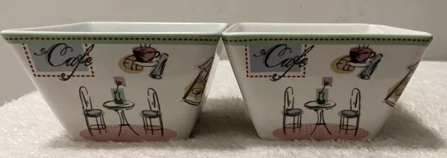 222 Fifth Tres Chic Paris 4"  Square Dessert  Bowls (2)