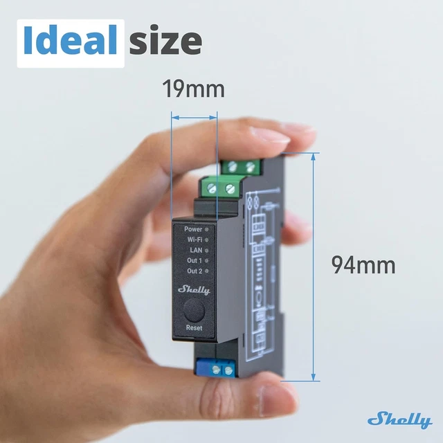 SHELLY PRO 2PM, Wi-Fi 2-Channel Smart Relay Switch with Power Metering ...