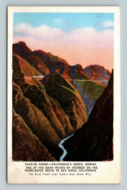 San Diego CA- California, Carriso Gorge, Aerial View, Vintage Postcard