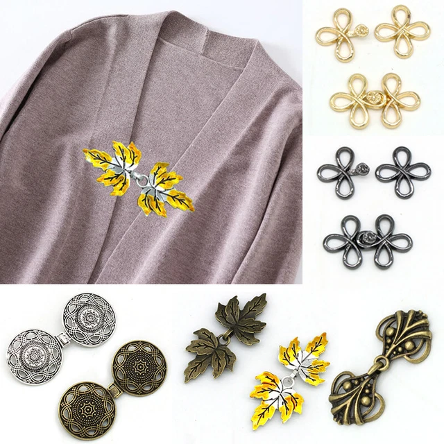 Lot De 3 Clips à Cardigan Rétro En Métal - Couleurs Or, Argent, Noir - Pour Fermer Pulls, Robes, écharpes - Accessoire Vintage