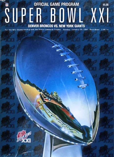 Super Bowl XXI Giants vs Broncos NFL Program Jan 25, 1987 (B200) Very Good