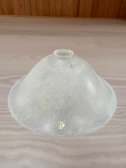 13.5" Diameter, Vianne White Textured Glass Lamp Shade, Vintage Mouth Blown