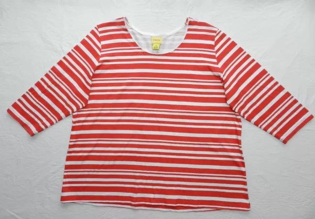 Women's shirt FRESH size 1X striped 3/4 top (ab79)