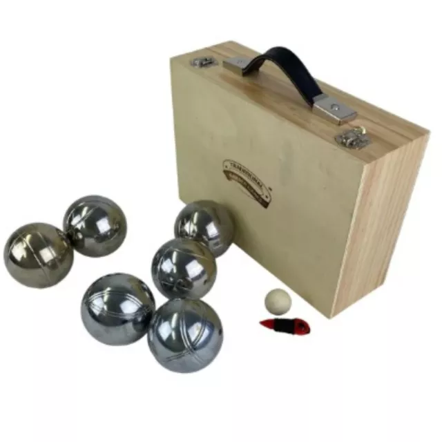 6 Chrome Ball Boule Pentanque Boxed Outdoor Garden Game Set