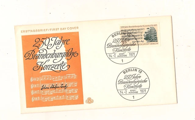 Berlin FDC Mi. Nr. 392 " 250 Jahre Brandenburgische Konzerte "14.7.1971 Berlin