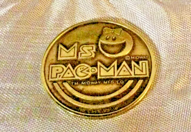 Ms. Pac-Man Arcade Game Token 1982 Original Worlds Fair Knoxville TN Video Expo