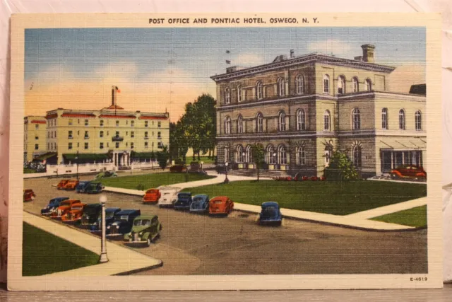 New York NY Oswego Pontiac Hotel Post Office Postcard Old Vintage Card View Post