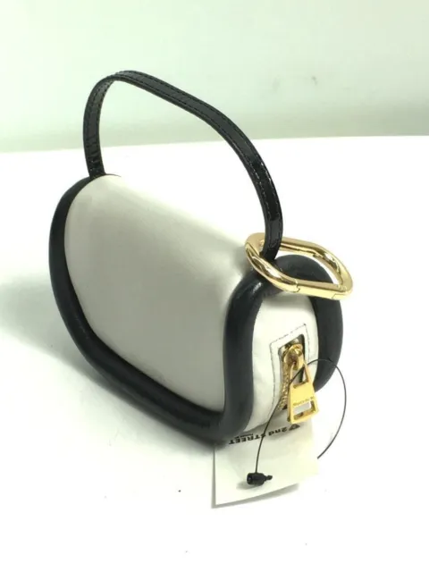 JW ANDERSON Pouch Bag Metallic Micro Bumper White Leather gold Carabiner Used