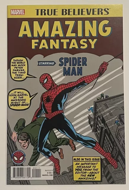 Amazing Fantasy #15 True Believers, NM/NM+, Marvel Comics, 2017
