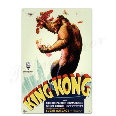 KONG King Kong Panneau Métallique Plaque avec Cordon Signe en Étain Métal 20 X 30 CM 