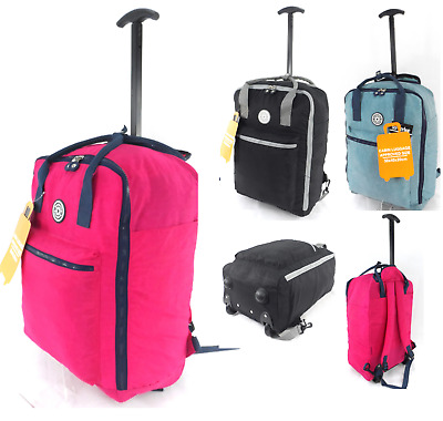 Cabin Approved Bag Pockets Wheeled Carry On Flight Luggage Trolley Case Backpack