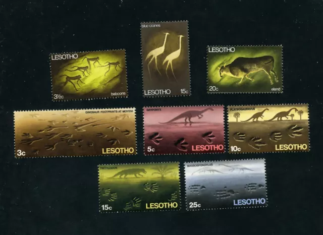 LESOTHO - FAUNE Peintures rupestres + Animaux préhistoriques - 1968 et 1969