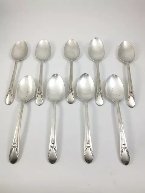 Wm Rogers MFG Co INHERITANCE 1941 Set of 9 Teaspoons Silverplate Flatware