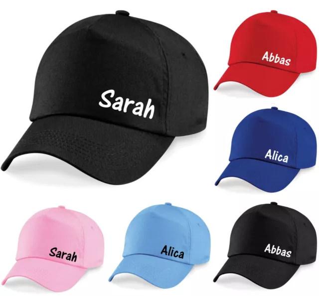 Personalise printed Inspired Your Name Initials Baseball Cap Hat Kids & Adults