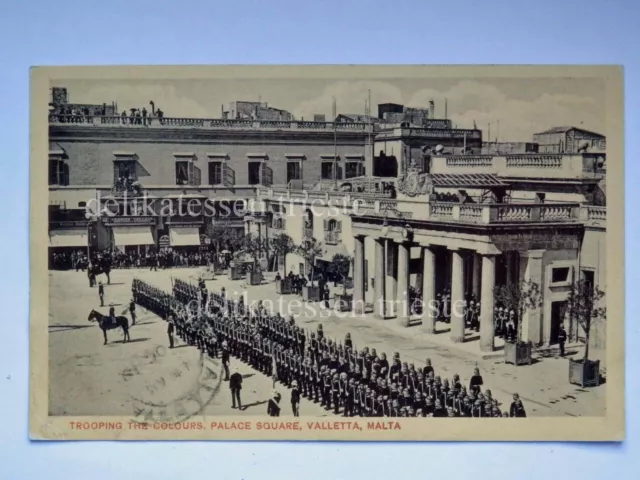 MALTA VALLETTA Trooping the Colour old postcard